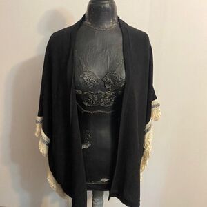 dear apple Black Cream Knit open cardigan, size M